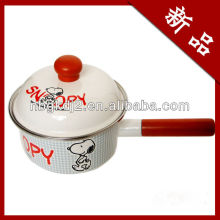 enamel cooking pot with wooden handle
